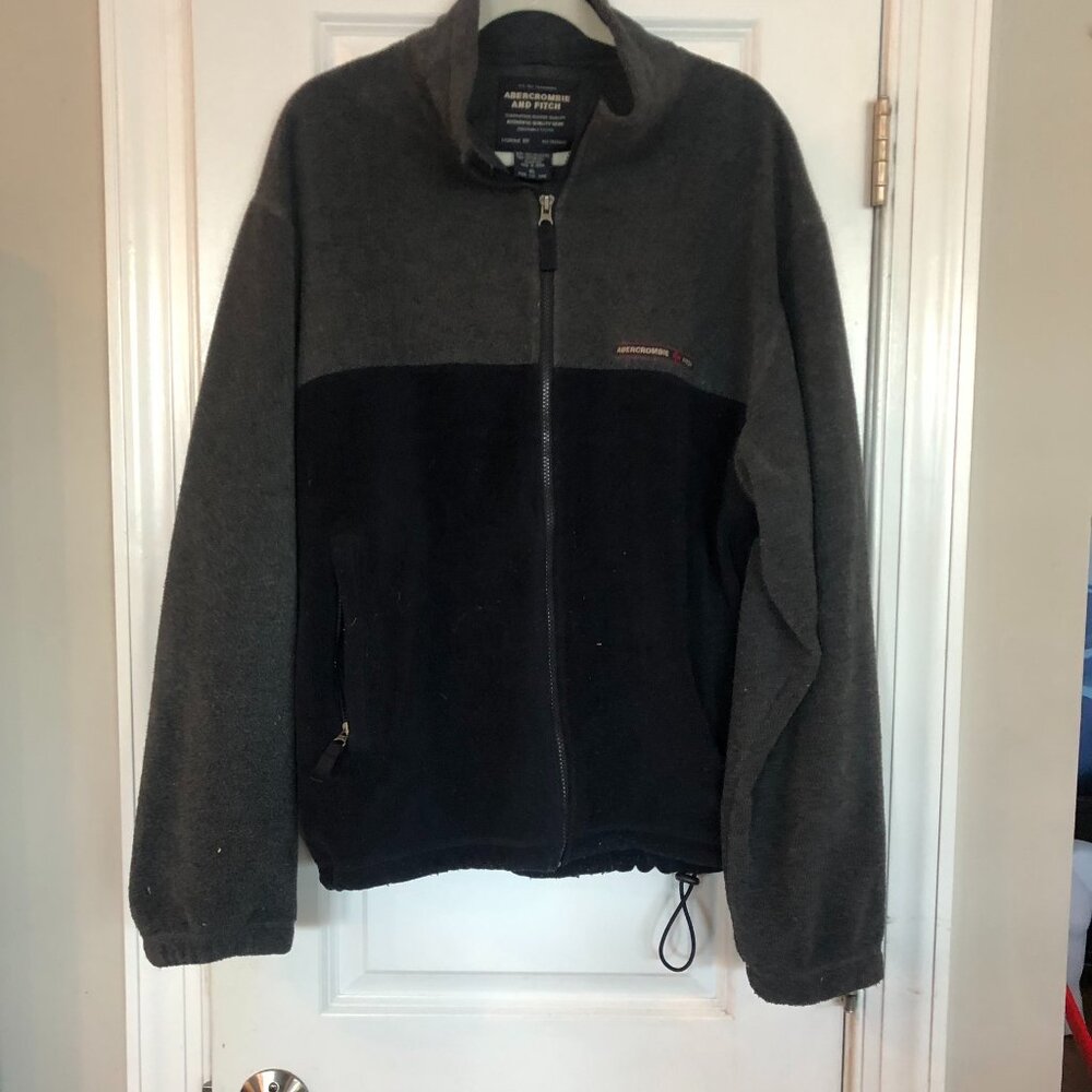 fleece zip jacket Abercrombie & Fitch men's XL black & grey